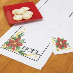 Herrschners Noel Table Runner & Napkins Stamped Cross-Stitch