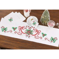 Craftways Elegant Candy Cane Set Stamped Cross-Stitch