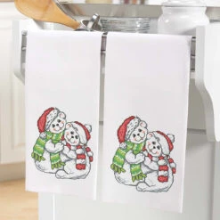 Herrschners Polar Bears Towel Pair Stamped Cross-Stitch