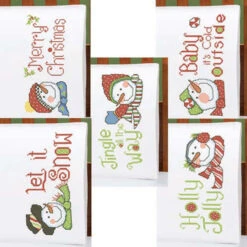 Herrschners Jingle All The Way Pillowcase Pairs Stamped Cross-Stitch