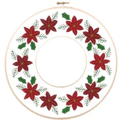 Herrschners Poinsettia Wreath Stamped Embroidery Kit