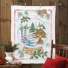 Herrschners Northwoods Snowglobe Lap Quilt Top Stamped Cross-Stitch Kit
