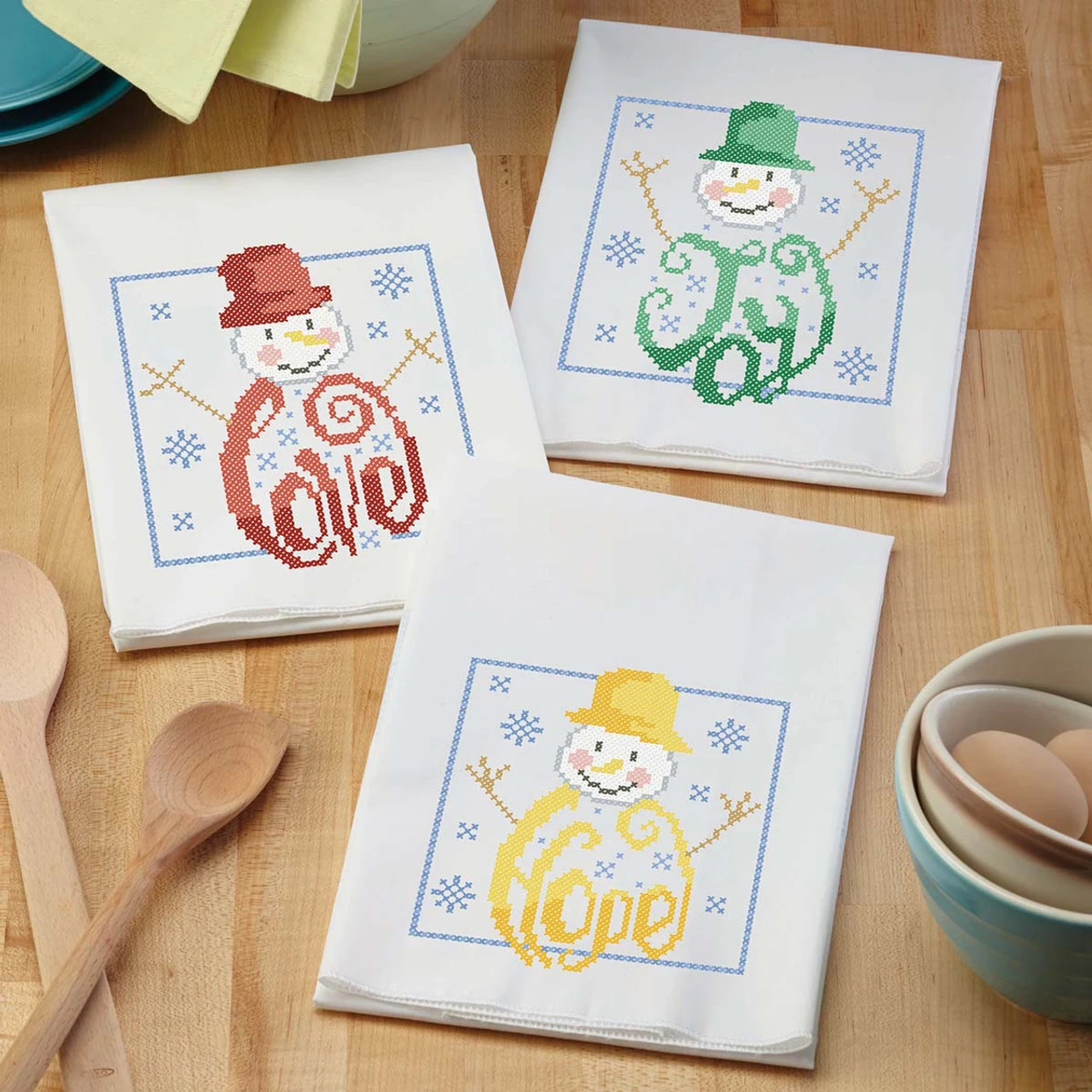 Herrschners Winter Blessings Towel Trio Stamped Cross-Stitch 1 Herrschners Winter Blessings Towel Trio Stamped Cross-Stitch