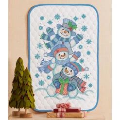Herrschners Snowman Stack Wall Hanging Stamped Cross-Stitch Kit