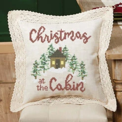 Herrschners Christmas At The Cabin Pillow Cover Stamped Cross-Stitch Kit