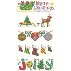 Herrschners Jolly Holiday Pillowcase Set Stamped Cross-Stitch