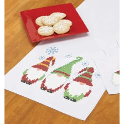 Herrschners Holiday Gnomes Table Runner Stamped Cross-Stitch