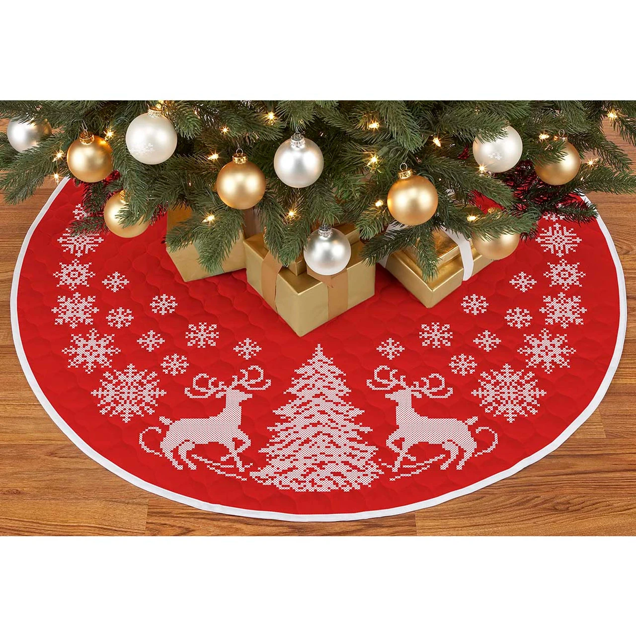 Herrschners Enchanted Winter Tree Skirt Stamped Cross-Stitch Kit 1 Herrschners Enchanted Winter Tree Skirt Stamped Cross-Stitch Kit