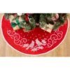 Herrschners Red Fabric Tree Skirt Stamped Cross-Stitch