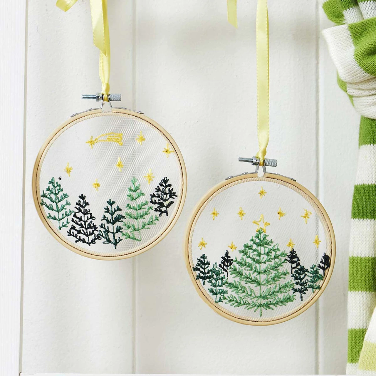 Herrschners Tulle Pine Trees Hoop Stamped Embroidery Kit 1 Herrschners Tulle Pine Trees Hoop Stamped Embroidery Kit
