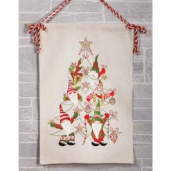 Craftways Gnomes Christmas Tree Wall Hanging Stamped Embroidery Kit