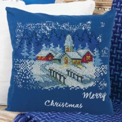 Craftways Merry Christmas Pillow Cover Stamped Cross-Stitch Kit