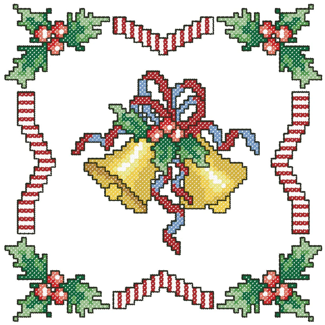 Herrschners Christmas Bells Quilt Blocks Stamped Cross-Stitch 2 Herrschners Christmas Bells Quilt Blocks Stamped Cross-Stitch - Image 2
