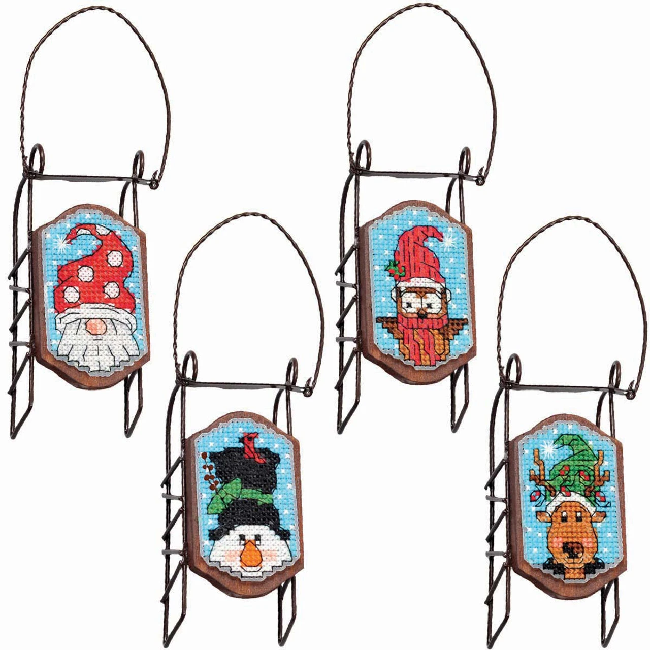 Herrschners Whimsical Winter Sled Ornaments Counted Cross-Stitch Kit 1 Herrschners Whimsical Winter Sled Ornaments Counted Cross-Stitch Kit