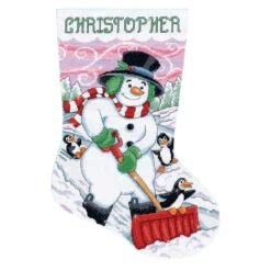Design Works Shoveling Snowman Stocking Counted Cross-Stitch Kit