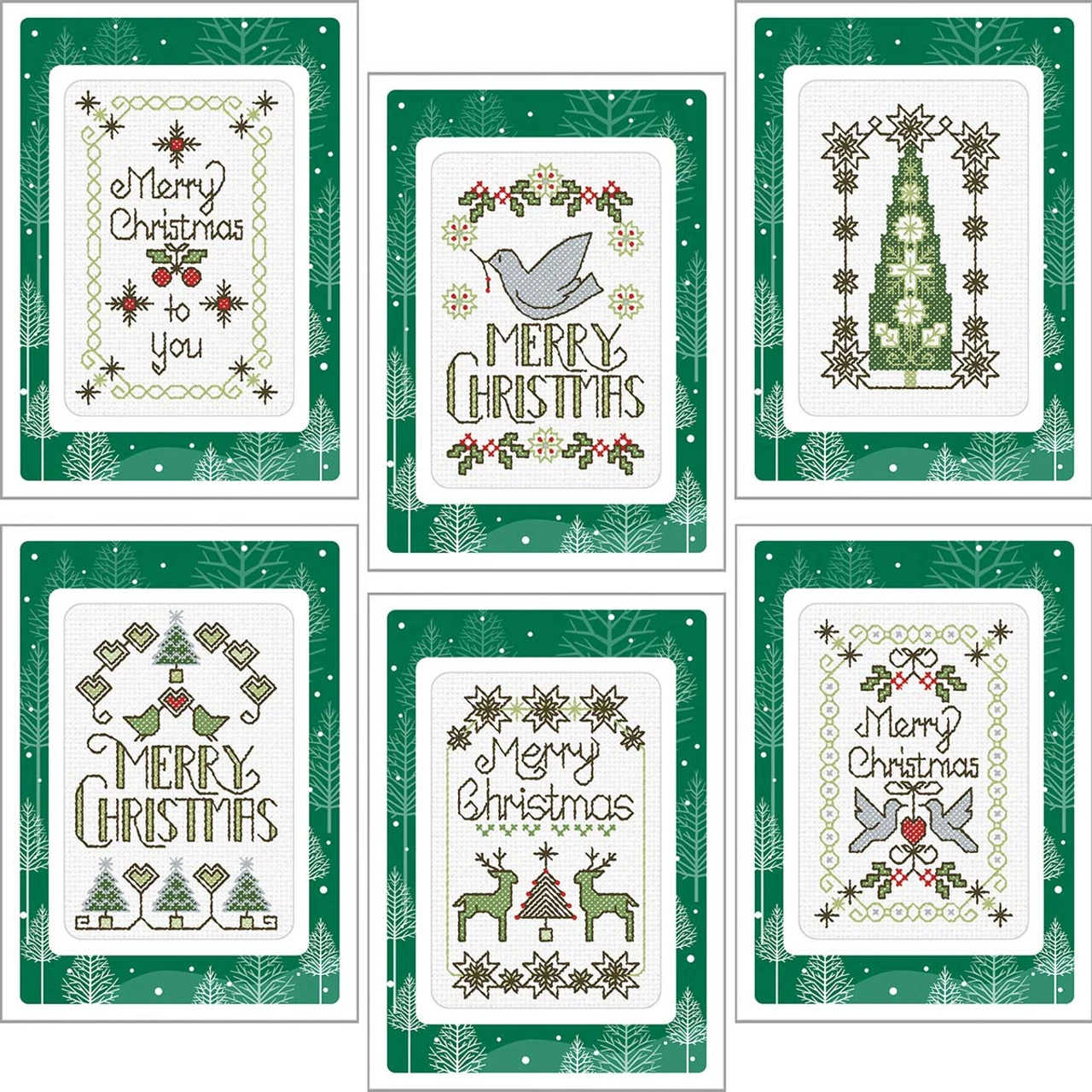 Herrschners Green Elegance Greeting Cards Counted Cross-Stitch Kit 1 Herrschners Green Elegance Greeting Cards Counted Cross-Stitch Kit