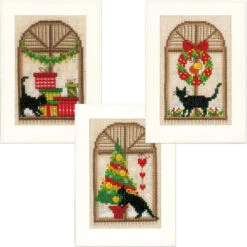 Vervaco Christmas Atmosphere Greeting Cards Counted Cross-Stitch Kit