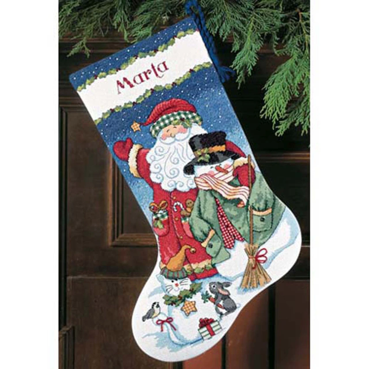 Dimensions Santa & Snowman Stocking Counted Cross-Stitch Kit 1 Dimensions Santa & Snowman Stocking Counted Cross-Stitch Kit