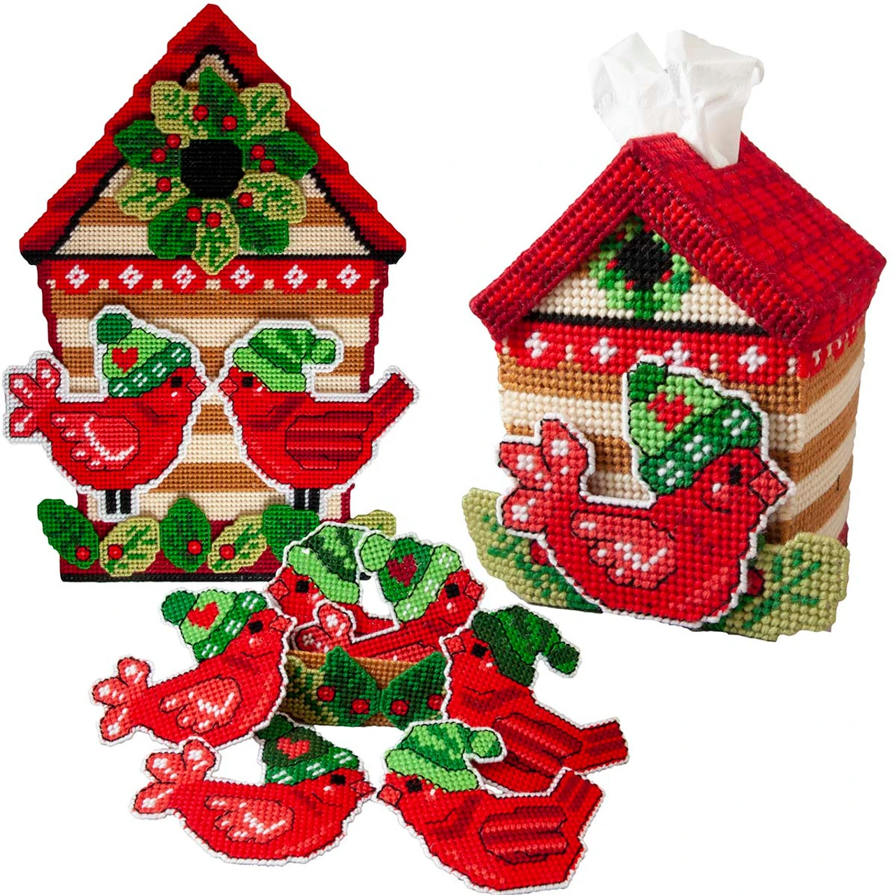 Herrschners Cozy Birdhouse Ensemble Plastic Canvas Stamped Cross-Stitch 1 Herrschners Cozy Birdhouse Ensemble Plastic Canvas Stamped Cross-Stitch