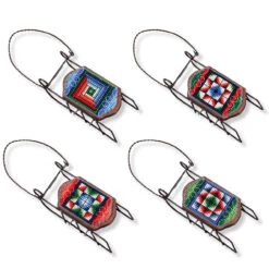 Herrschners Winter Quilts Sled Ornament Counted Cross-Stitch Kit