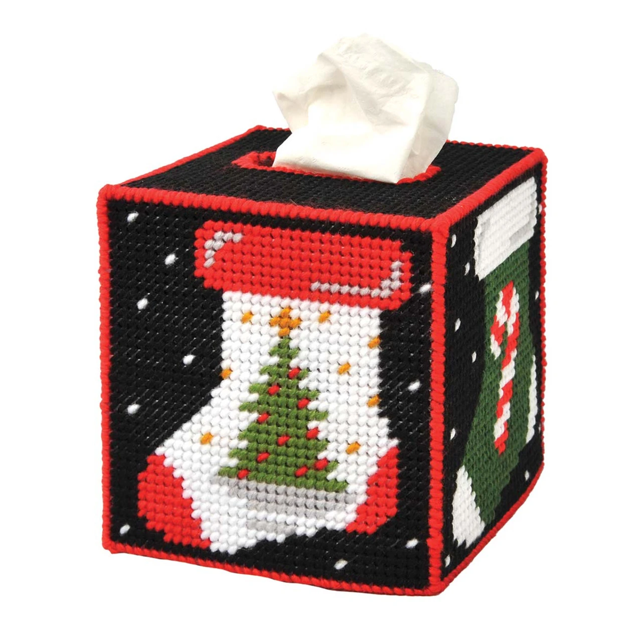 Herrschners Hanging The Stockings Tissue Box Plastic Canvas Kit 1 Herrschners Hanging The Stockings Tissue Box Plastic Canvas Kit
