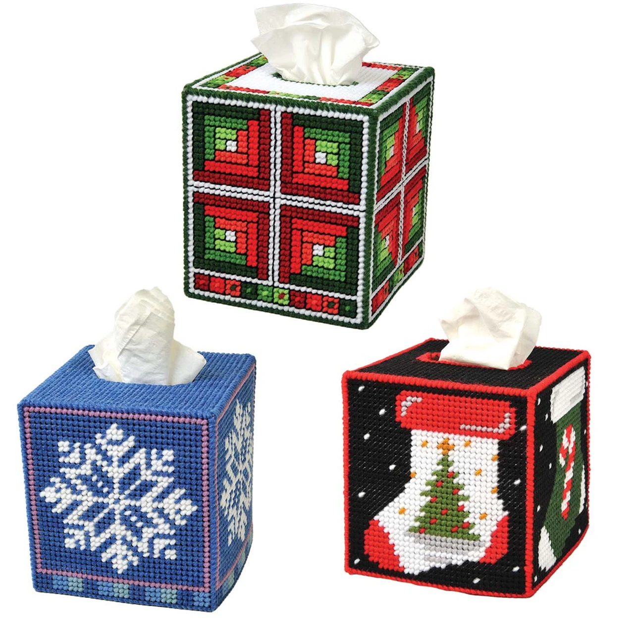 Herrschners Christmas Tissue Box Trio Plastic Canvas 1 Herrschners Christmas Tissue Box Trio Plastic Canvas