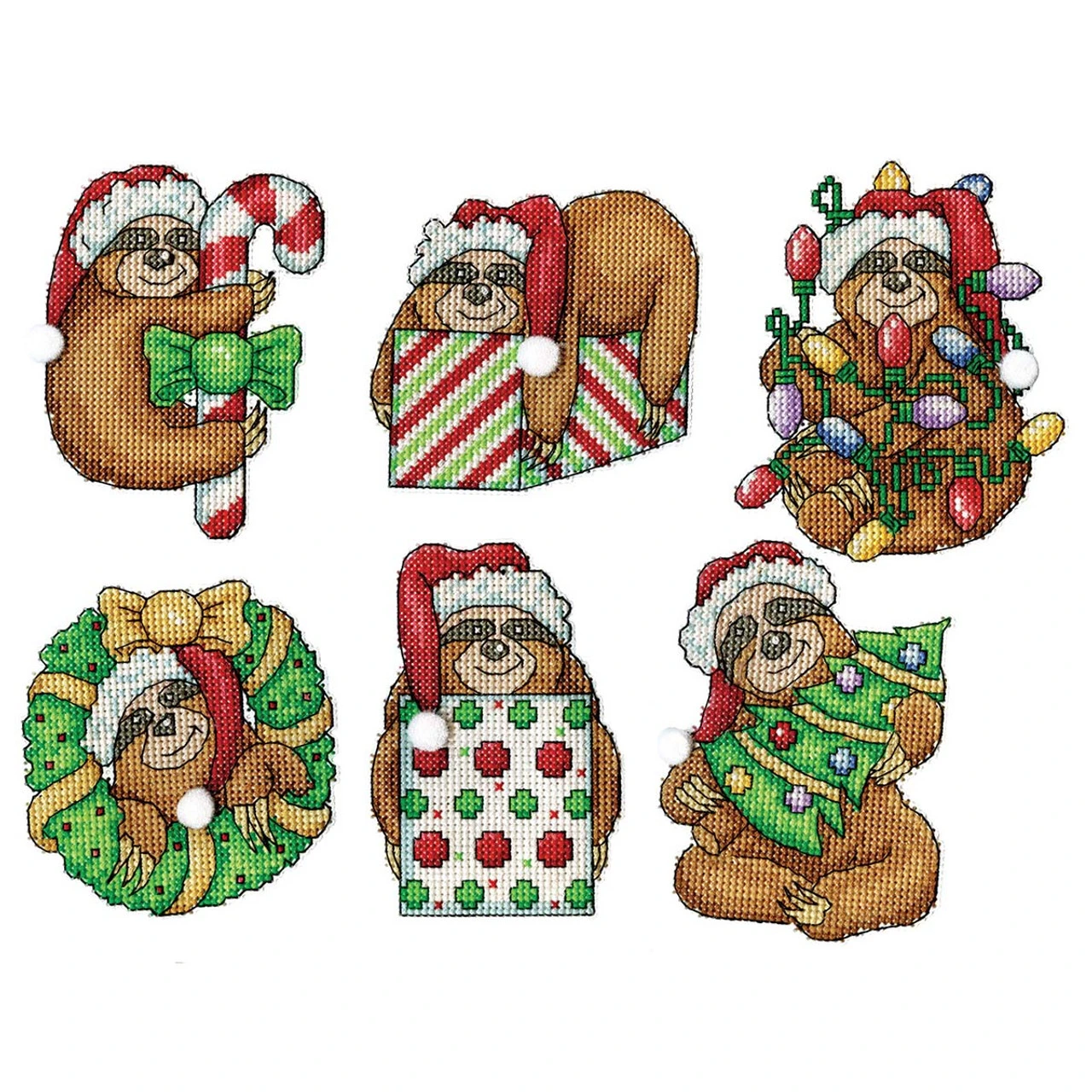 Design Works Sloth Ornaments Counted Cross-Stitch Kit 1 Design Works Sloth Ornaments Counted Cross-Stitch Kit