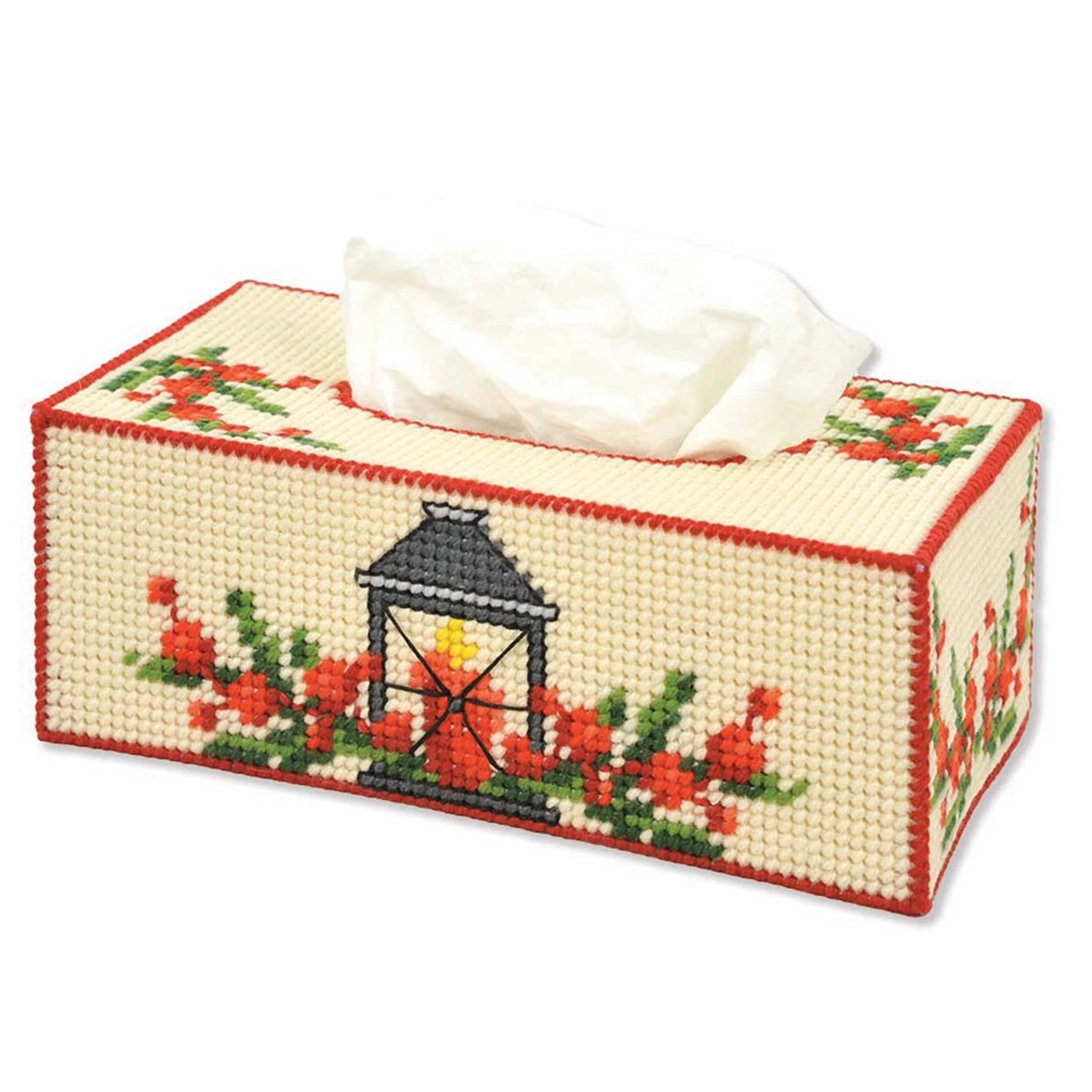 Herrschners Winter Lantern Tissue Box Plastic Canvas Kit 1 Herrschners Winter Lantern Tissue Box Plastic Canvas Kit