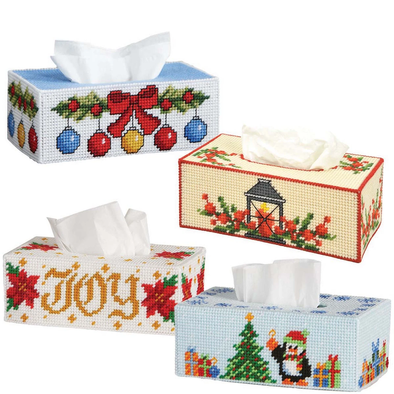 Herrschners Christmas Tissue Box Set Plastic Canvas 1 Herrschners Christmas Tissue Box Set Plastic Canvas