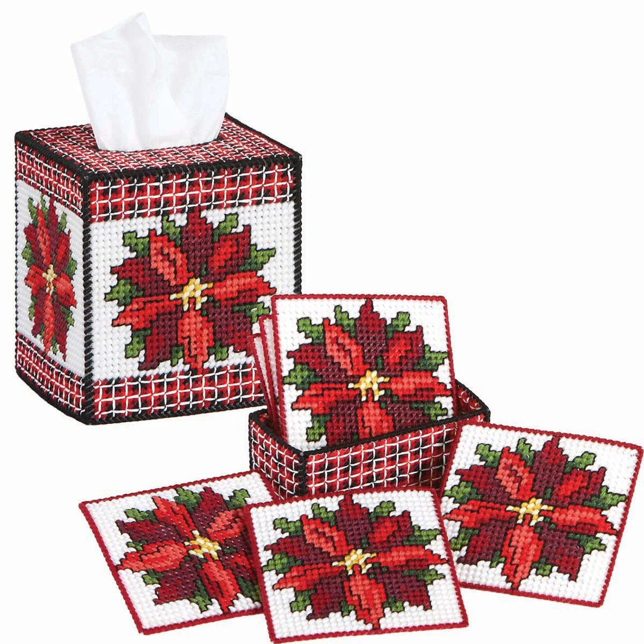 Herrschners Gingham & Poinsettia Set Plastic Canvas 1 Herrschners Gingham & Poinsettia Set Plastic Canvas