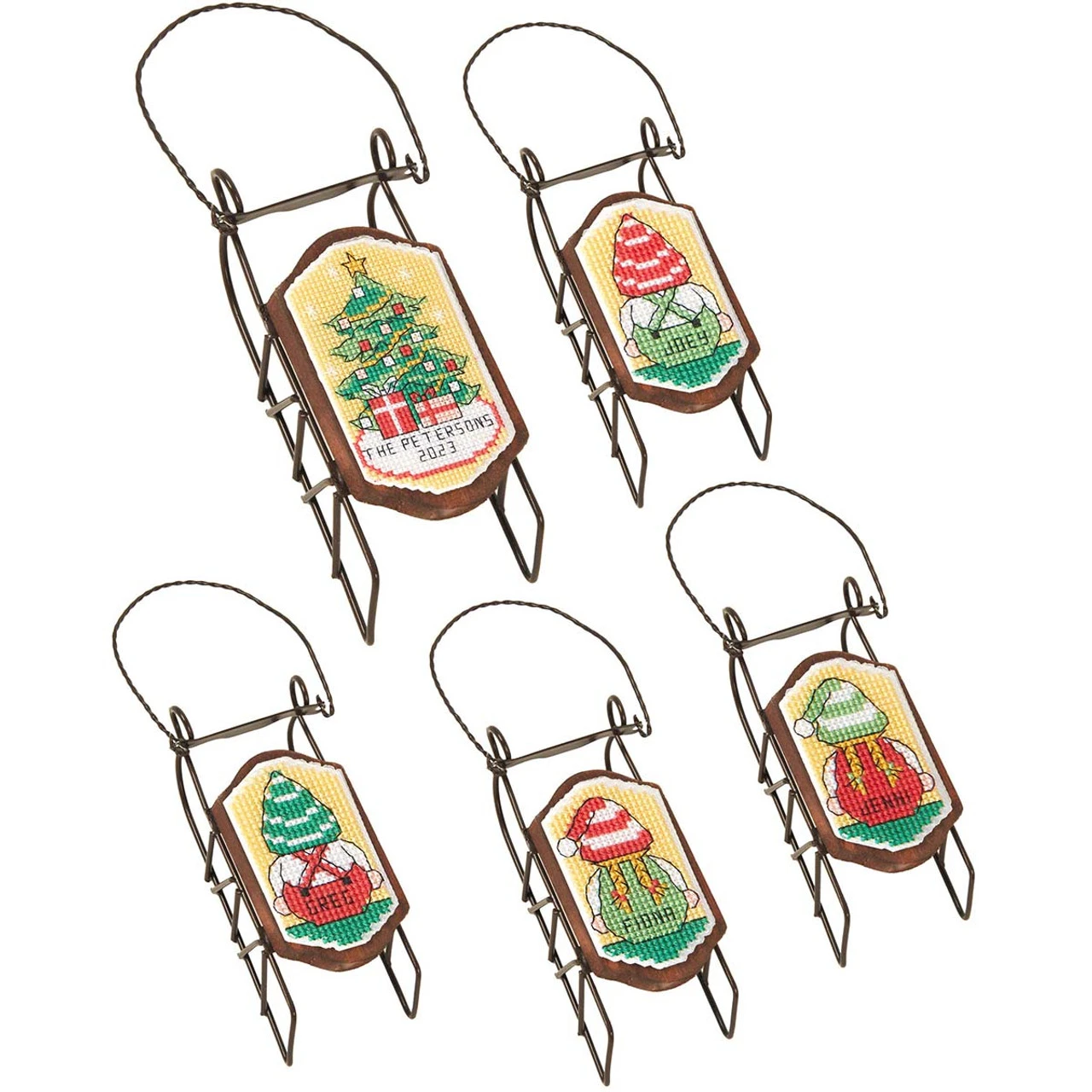 Herrschners Christmas Helpers Sled Ornaments Counted Cross-Stitch Kit 1 Herrschners Christmas Helpers Sled Ornaments Counted Cross-Stitch Kit