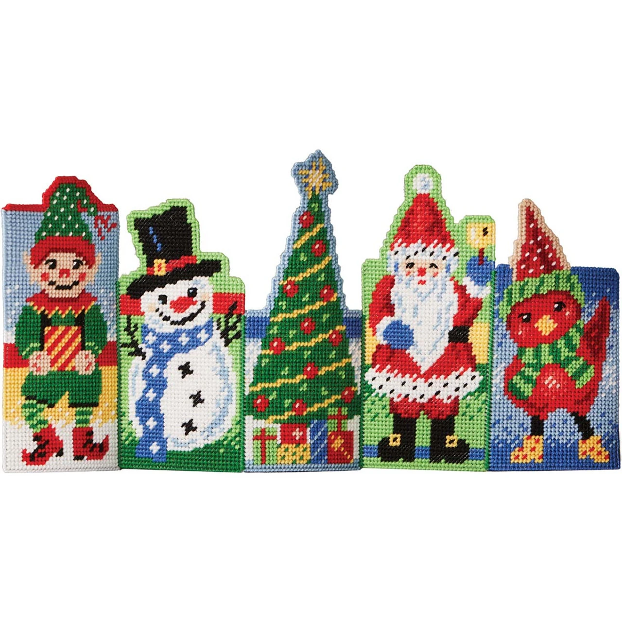 Herrschners Holly Jolly Mantel Sitters Plastic Canvas Kit 1 Herrschners Holly Jolly Mantel Sitters Plastic Canvas Kit